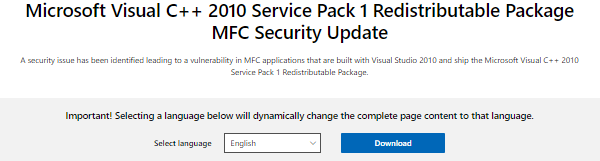 安装Microsoft Visual C++ 2010 Redistributable